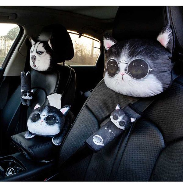 

новый 3d 2020 printed шнауцеры teddy собака лицо подголовник шея отдых авто шея подушка с наполнителем