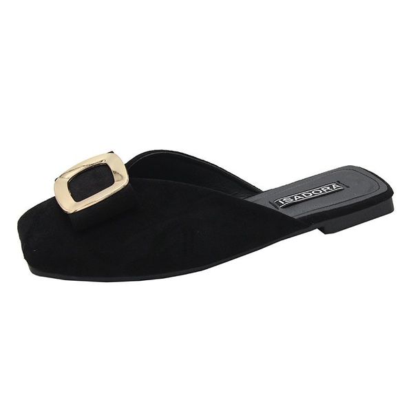 

wholesale new style closed-toe slipper shoes comfortable casual breathable loafers solid color soft liner slipper shoes, Black