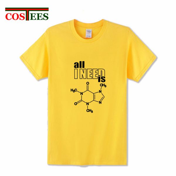 

all i need is caffeine nerd design science chemistry formula t shirt men physics biology tshirt funny biochemistry t-shirt homme