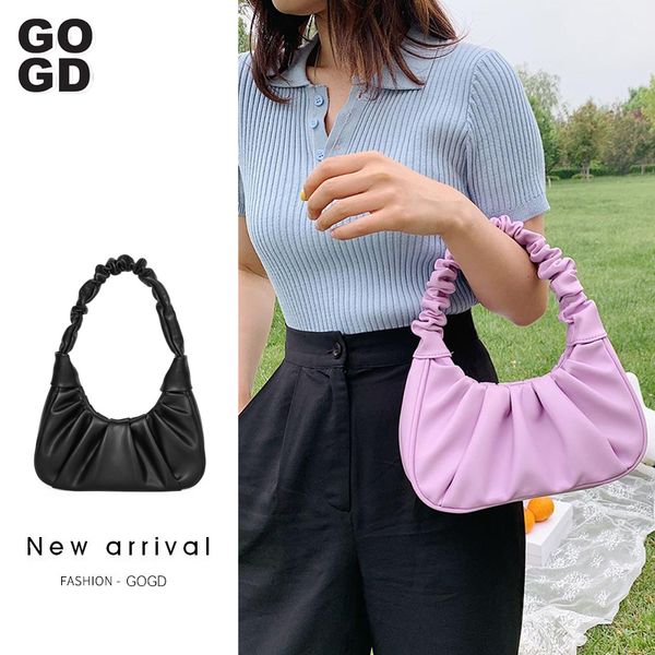

[gogd]2020 folds design small pu leather shoulder bags for women 2020 elegant handbags female travel totes lady fashion hand bag