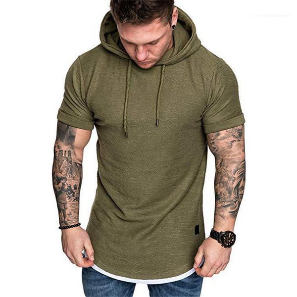 

t shirts casual slim hooded t shirts mens clothes mens designer t shirt fashion natural color short sleeve, White;black