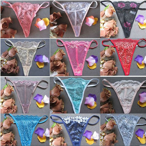 

women lace g-strings pants multicolor transparent t-pants thong lady underwear briefs floral panties gh606, White