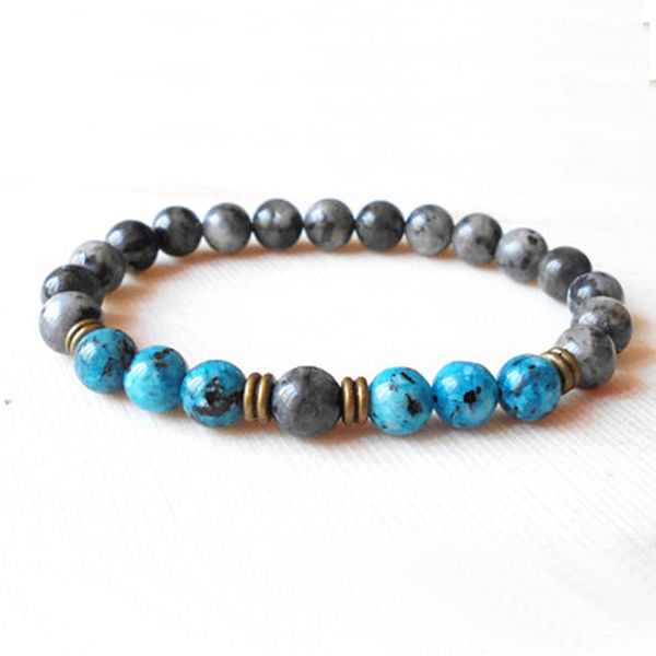 

stretch labradorite mala bracelet blue and grey beaded boho jewelry yoga bracelets for women men energy jewelry, Golden;silver
