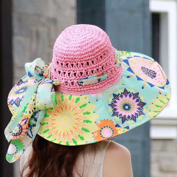 

sun hat large brim fashing floppy hat beach ladys foldable summer uv protect travel casual cap female women hats fashionable, Blue;gray