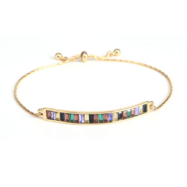 

2020 new trendy jewelry rainbow colorful crystal bracelet-pull tie chain link bracelet, Black