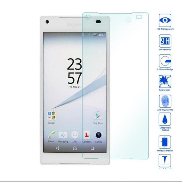 

wholesales 9h hd clear premium tempered glass screen protectors film for sony z5 4 3 t e4 with retail packing