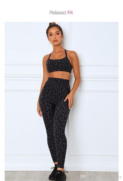 

new yoga suit tight running fitness exercise leopard print set women's 2 pieces