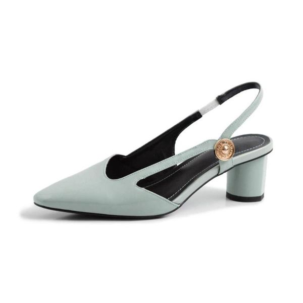 

sandals natural leather fashion med heels hollow square toe slip on slingback plus size summer dating shoes 32, Black