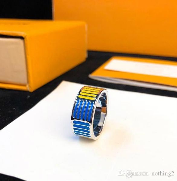 

2019 nanogram jewelry rings vintage striped letter pattern ring for women and men gift, Slivery;golden