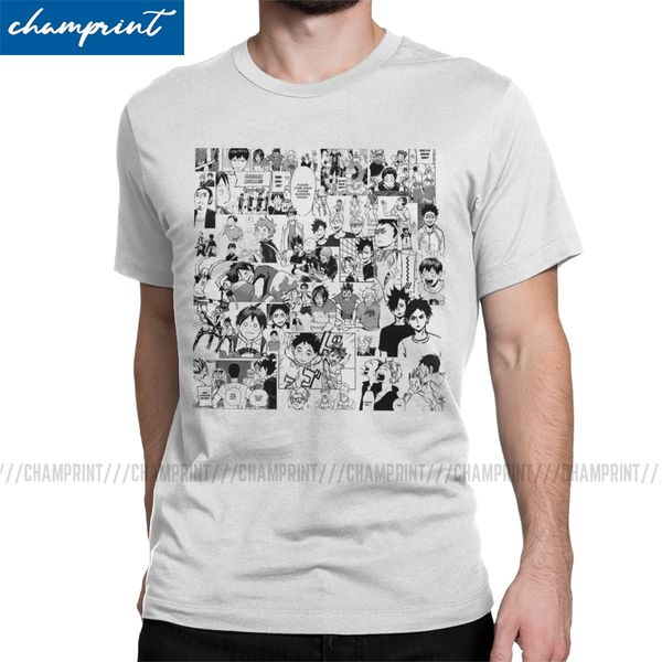 

мужчины haikyuu manga коллаж футболки бокуто volleyball аниме одежда vintage короткий рукав crew neck тис плюс размер t-shirt