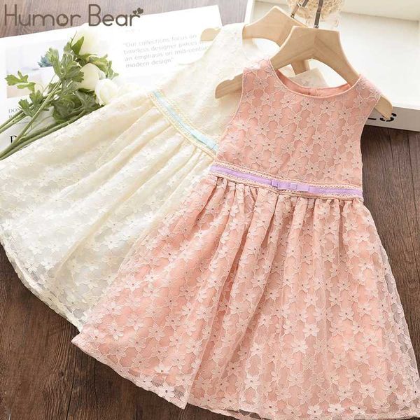 

humor bear girls dress summer brand new bow floral embroidered sleeveless vest princess party dress baby kids girls clothing, Red;yellow