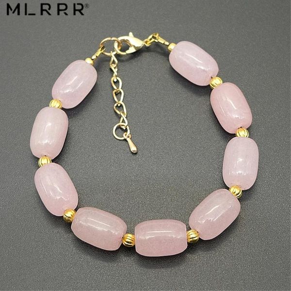 

clearance vintage classic natural stone jewelry simple romantic cylindrical pink crystals beaded strand bracelets, Black