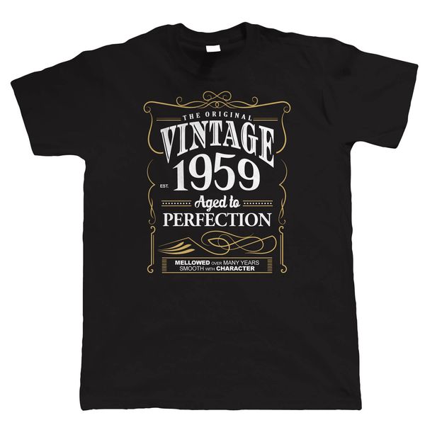 

vintage 1959 aged to perfection, mens t shirt - 60th birthday year gift dad him 2019 fashion men printed t shirts custom design