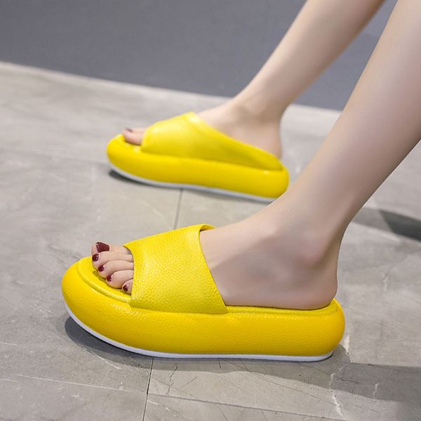 

outdoor wild fashion ladies spring summer women waterproof platform thick bottom solid slippers candy-colored beach sandals, Black