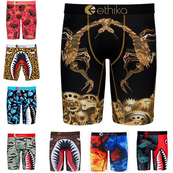 

16style mens shorts trendy swimwear quick dry breathable boxers men underwear shark print short pants sports beach swimsuit shorts s-2xl, Black