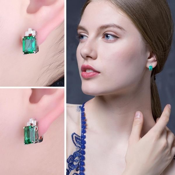 

8ct simulated nano emerald hoop earrings 925 sterling silver earrings for women gemstones korean earings fashion jewelry 200924, Golden;silver