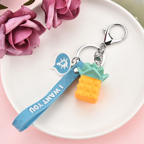 

keychains stereo cartoon fruit keychain creative cartoon mobile phone bag car pendant fun watermelon banana keychain new, Silver