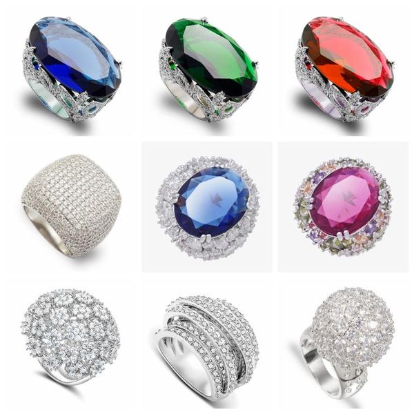 

yunkingdom 44 style fine rings for women wedding party fashion big ring luxury geometric jewelry, Golden;silver