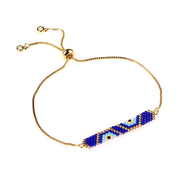

trendy miyuki seed bead bracelet women handmade gold color devil's eye charm bracelets female friendship jewelry pulsera, Golden;silver