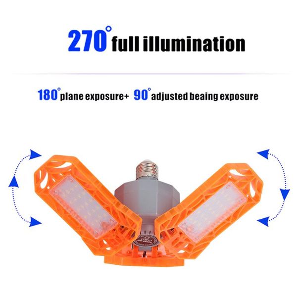 

360 degrees 60w triple garage light glow deformable light indoor garage light premium 6000 lumens led