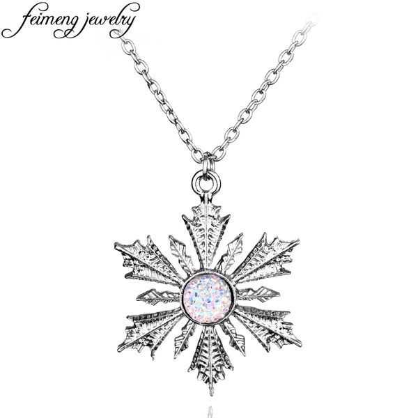 

once upon a time pendant necklace fashion charm crystal show snowflake pendant jewelry for women statement necklace, Silver