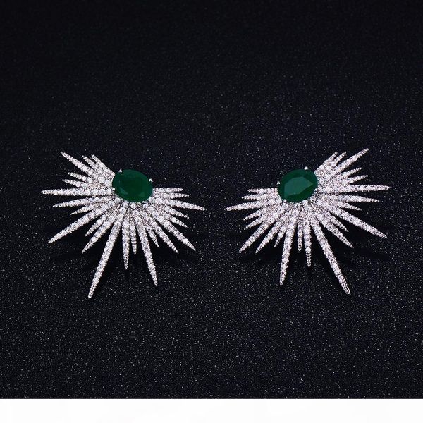 

wholesale brand new fashion popular luxury crystal zircon stud earrings spark shape flower earrings fashion jewelry for women, Golden;silver