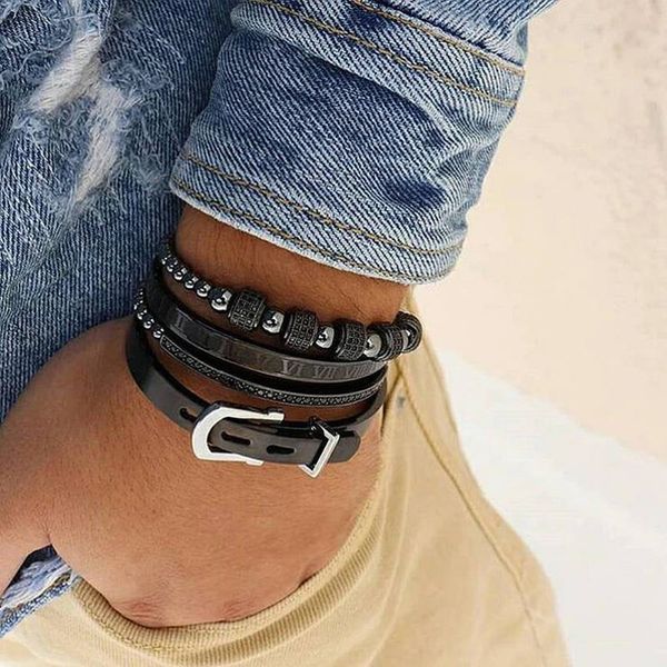 

stainless steel bracelet / men's fashion titanium steel bracelet woven gold jewelry 2020, Black