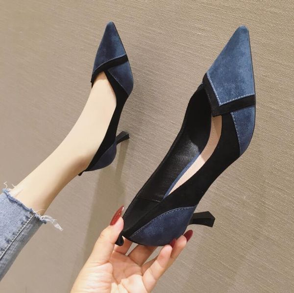 

2020 new fashion women shoes pointed toe pumps patent leather dress high heels boat dress wedding shoes zapatos mujer, Black