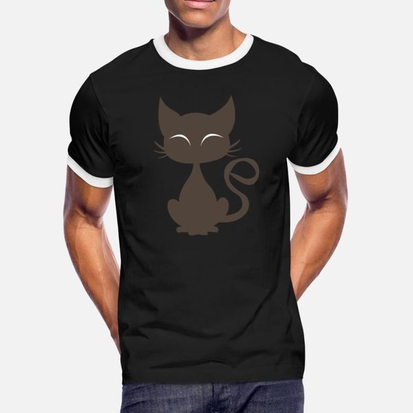 

brown cat t shirt men print tee shirt s-xxxl solid color loose funny casual spring autumn kawaii shirt