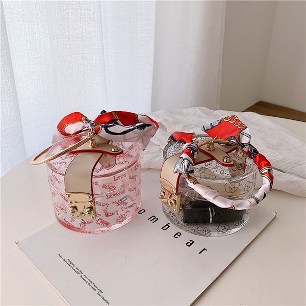 

2020 scarf handbags bag retro shipping fashion wild handbag new transparent round designer small awieu, Red;black