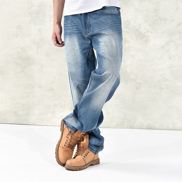 

2020 cholyl man loose jeans skateboard jeans baggy pants denim pants hip hop men ad rap 4 seasons big size 30-46, Blue