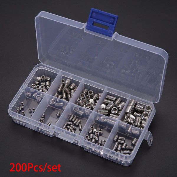 

200pcs stainless steel allen head socket hex set grub screw assortment kit -m8