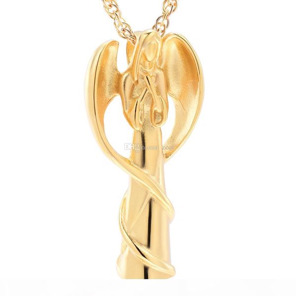 

angel memorial cremation jewelry urn necklace for ash stainless steel ashe urn pendant necklace mjd9739, Silver