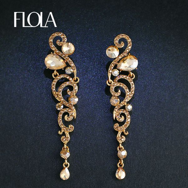 

dangle & chandelier flola luxury long gold earrings angel cz austrian crystal women big wedding bridal ersh69, Silver