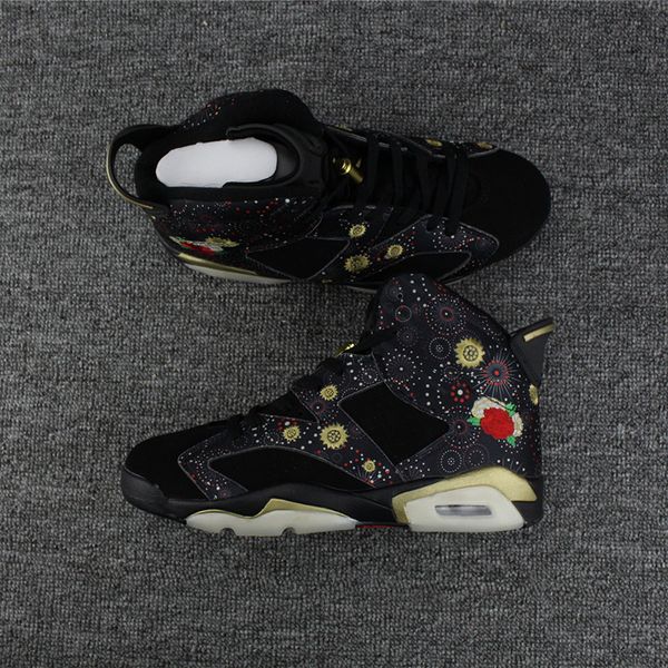 

Wholesale with box 6 VI Chinese New Year black flower 6s MEN basketball shoes sports sneakers trainers high quality size 8-13