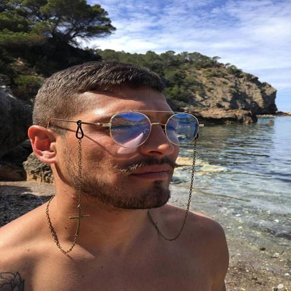 

chains 2021 designer original personality non-slip glasses chain fashion alloy cross eye factory direct sales, Silver