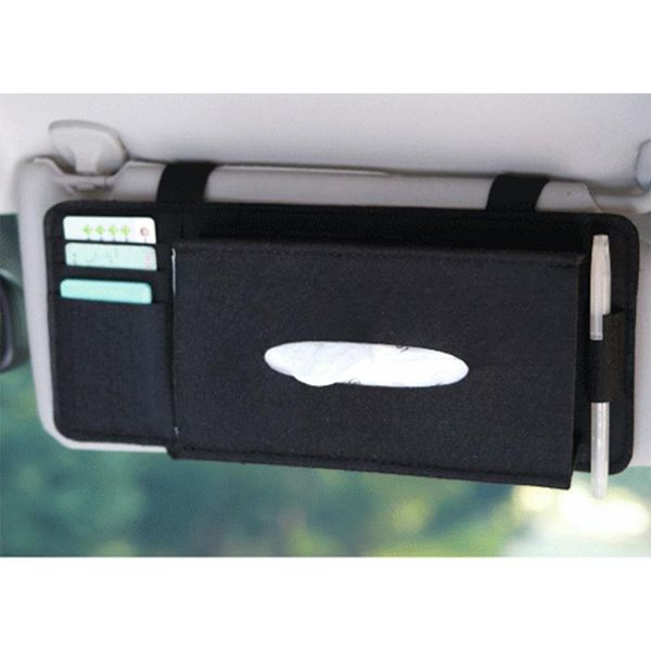 

car styling sun visor type car tissue box wool felt hanging tissue box napkin holder vehicle accessories pouch card storage
