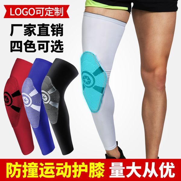 

elbow & knee pads elastic long leg protective protector braces compression sleeve fitness running cycling bandage support, Black;gray