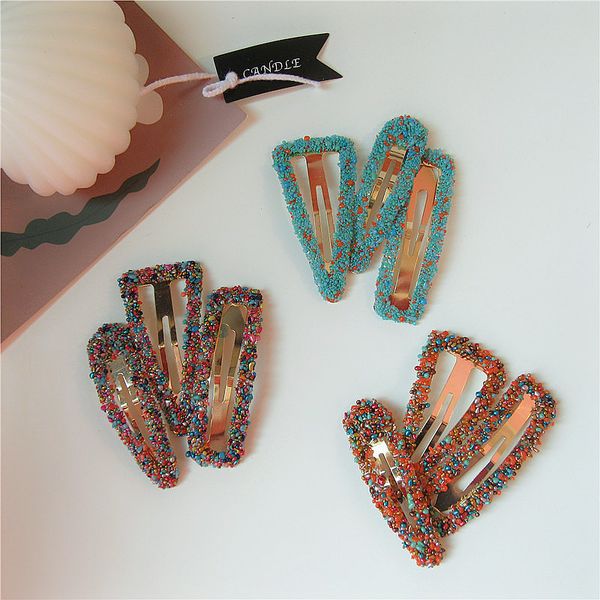 

3 pcs new korean beautiful simple colorful small stone geometric bb clip fashion sweet girl women hairpins hair accessories