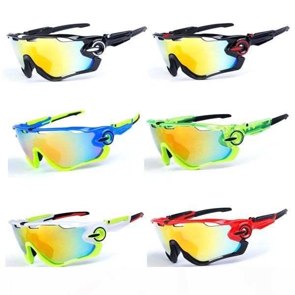 

new polarized sunglasses interchangeable 3 lens brand designer cycling bike racing jaw sports goggles mountain fashion sun glasses with case, White;black