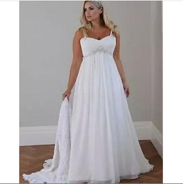 

2020 white lace appliqued boho plus size wedding dresses spaghetti open back a-line beach bohemian bridal gown