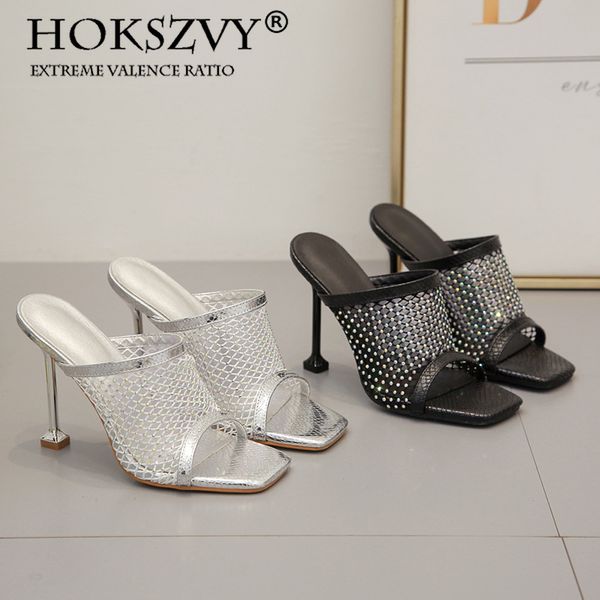 

women's high heels2020 summer new fashion network surface rhinestone peep-toe stiletto sandals high heel shoes zl, Black