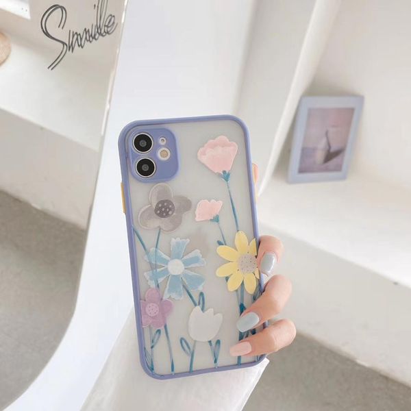 

iphone 11 pro case for iphone 11 pro max x xr xs max 7 8 plus se2020 floral relief matte bumper phone cover new