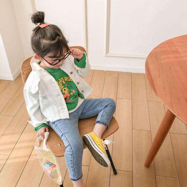 

jackets spring and autumn arrival korean style cotton casual fashion letters printed back short denim jacket for cool cute baby girl, Blue;gray