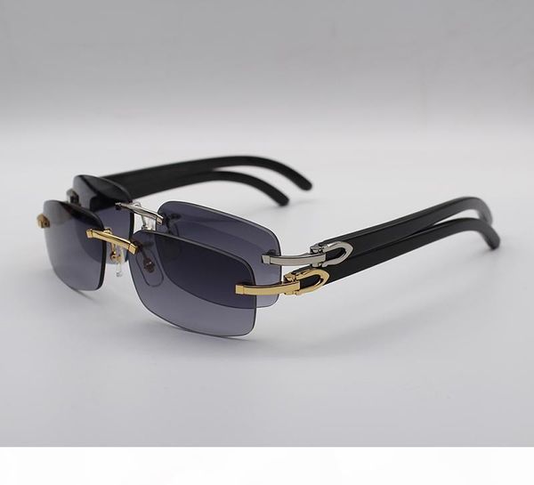 

luxury rimless sun glasses black buffalo horn glasses men women brand designer sunglasses with original packaging accessories, White;black
