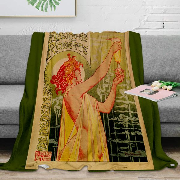 

classic french art nouveau absinthe robette throw blanket warm microfiber blanket flannel blanket blankets for beds