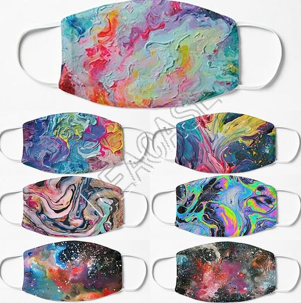 

fashion face mask funny painting color tie-dye starry sky masks ear loop mouth mask windproof dustproof washable reusable face mask d81406, Blue