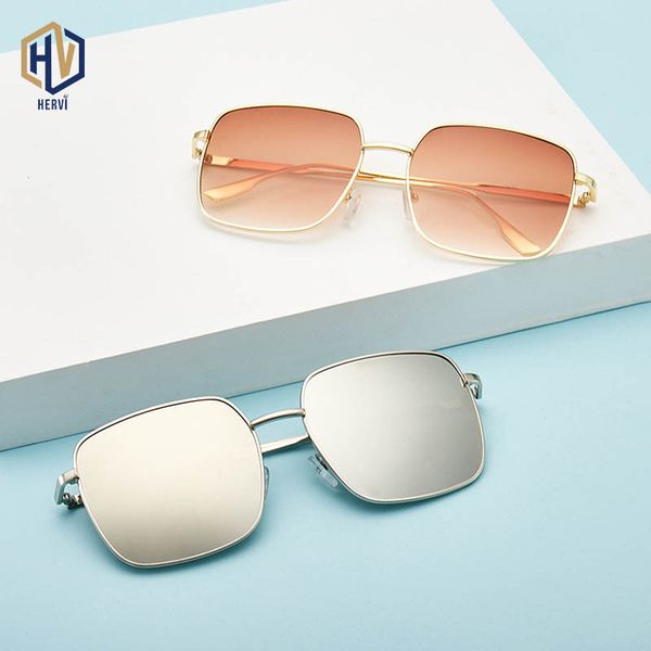 

luxury square sunglasses women brand designer retro alloy big frame sun glasses vintage gradient eyewear uv400, White;black