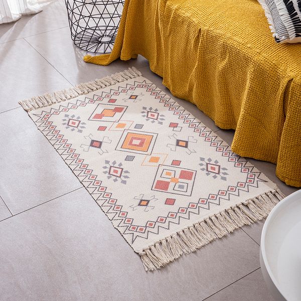 

2020new carpet for living room woven cotton carpet rug bedside rug geometric floor mat bedroom home decor