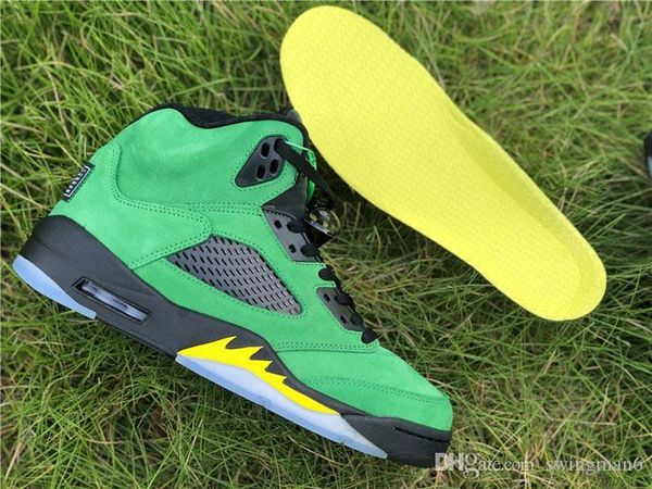 

горячие продажи air аутентичные 5 se oregon ducks баскетбол обувь apple, зеленый, желтый, черный удар jumpman светоотражающие мужчины спорт